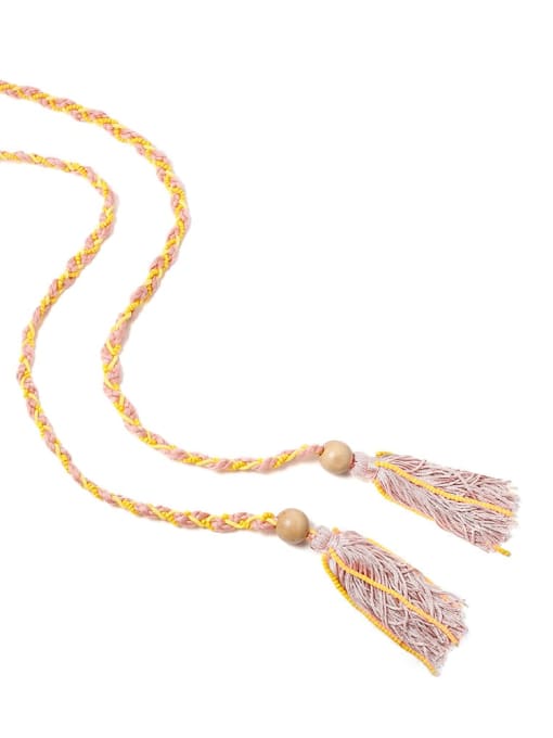 N70241 Bead Cotton Rope Cotton Tassel Artisan Long Belt/ Headband /Strand Necklace