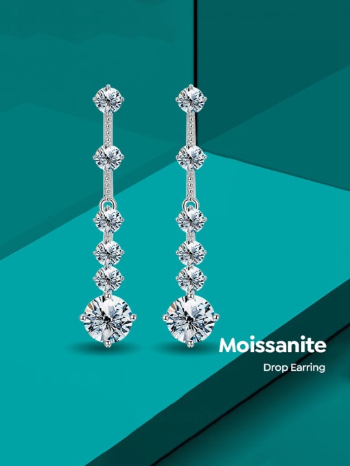 LOLUS 925 Sterling Silver Moissanite Tassel Dainty Cluster Earring 2