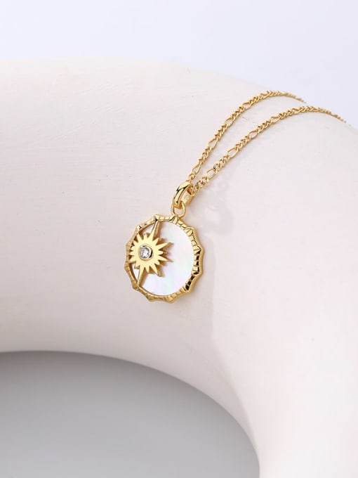 A2647 Gold 925 Sterling Silver Shell Geometric Minimalist Necklace