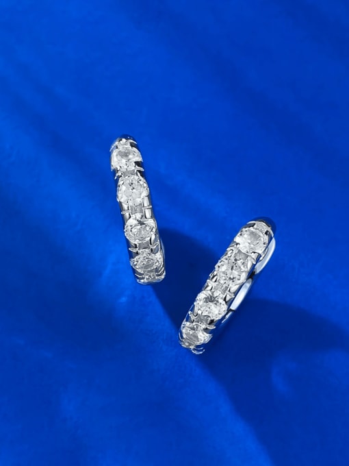 M&J 925 Sterling Silver Cubic Zirconia Geometric Luxury Huggie Earring 0