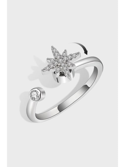 PNJ-Silver 925 Sterling Silver Cubic Zirconia Star Minimalist Rotate Band Ring 0