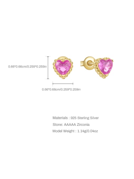 M&J 925 Sterling Silver Cubic Zirconia Heart Dainty Stud Earring 2