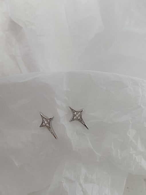ZEMI 925 Sterling Silver Cubic Zirconia Star Dainty Stud Earring 2