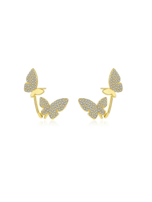 YUANFAN 925 Sterling Silver Cubic Zirconia Butterfly Dainty Stud Earring 0