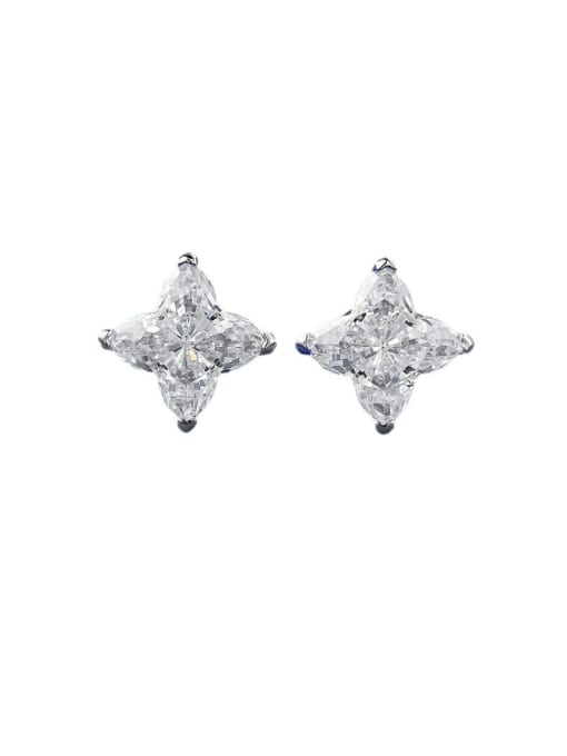 M&J 925 Sterling Silver High Carbon Diamond Flower Luxury Stud Earring 0