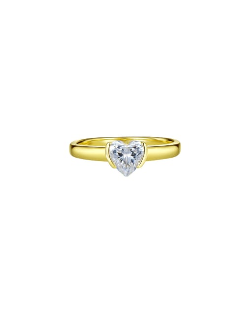 M&J 925 Sterling Silver High Carbon Diamond Heart Minimalist Band Ring 0