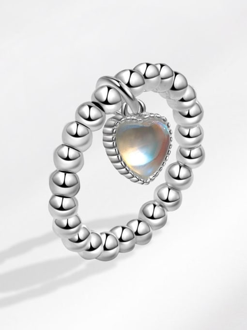 PNJ-Silver 925 Sterling Silver Heart Minimalist Bead Ring 3