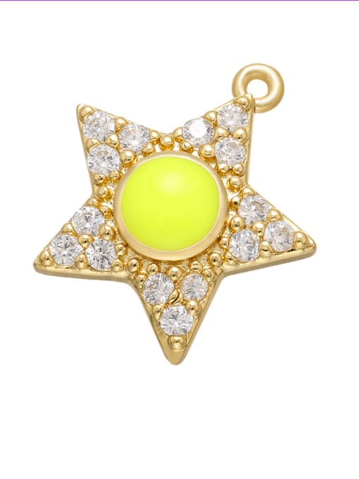 Yellow white diamond Brass Diamond Gold Plated Five-pointed Star Pendant