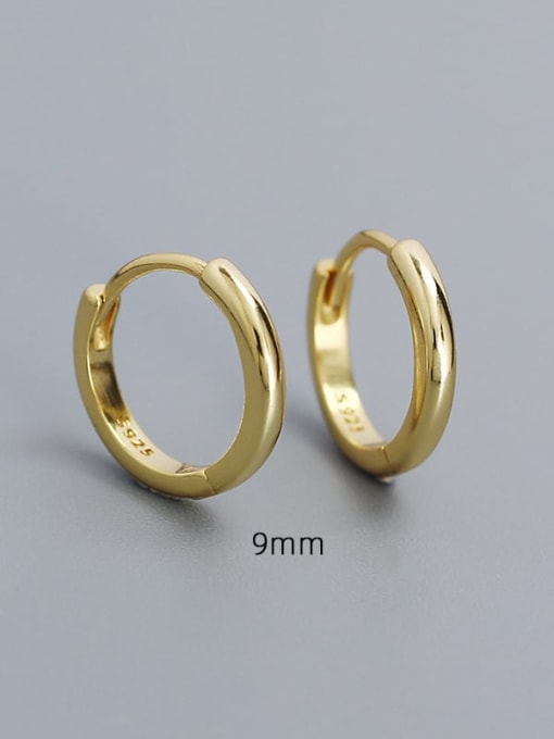9mm gold 925 Sterling Silver Geometric Minimalist Huggie Earring