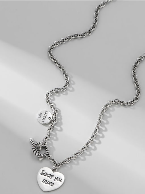 Ot buckle Love Necklace 925 Sterling Silver Heart Vintage Necklace