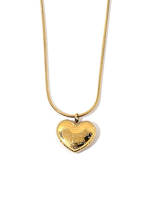Love Carved English Gold Necklace Titanium Steel Heart Minimalist Necklace
