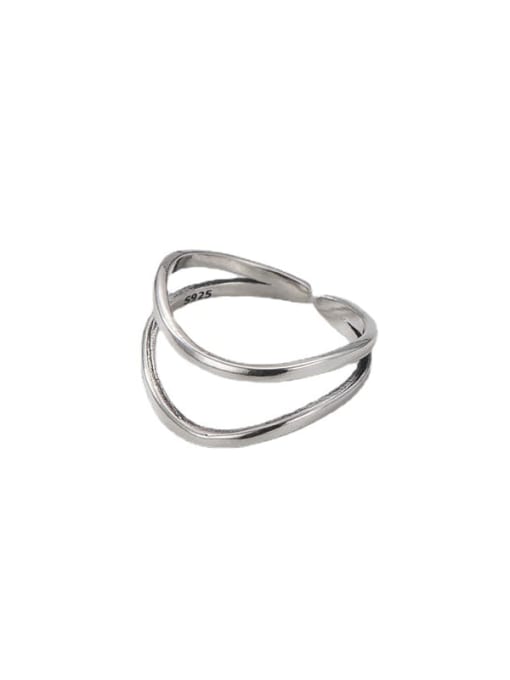 Double layer line ring 925 Sterling Silver Irregular Minimalist Band Ring