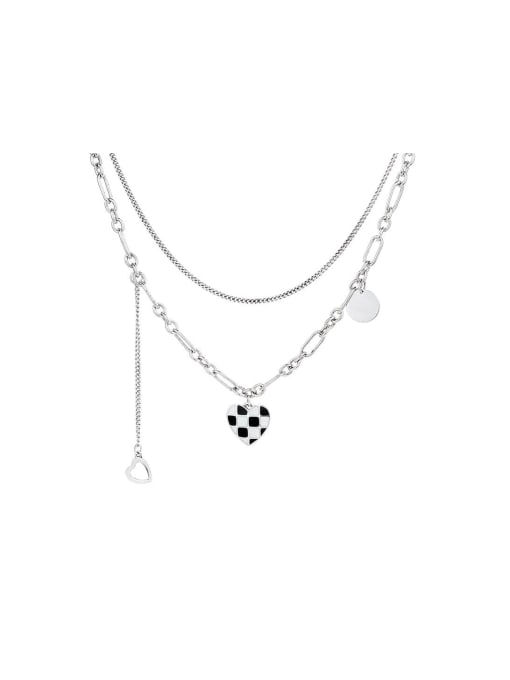 TAIS 925 Sterling Silver Enamel Heart Vintage Multi Strand Necklace