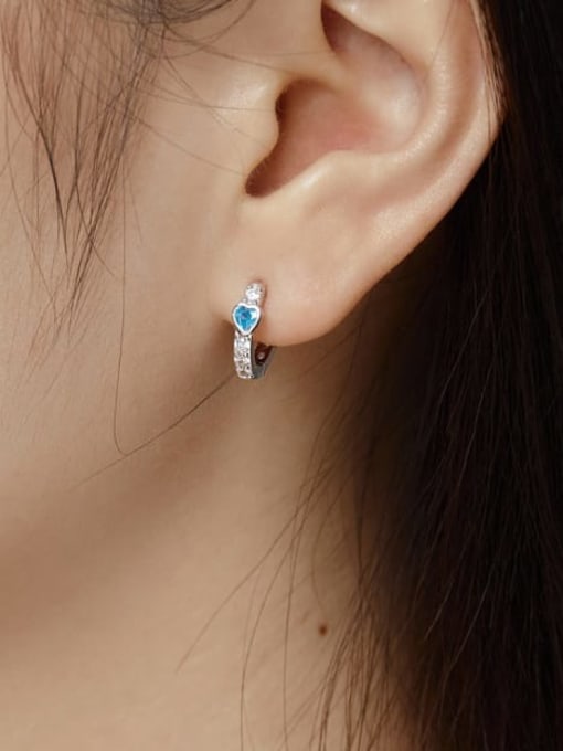 STL-Silver Jewelry 925 Sterling Silver Cubic Zirconia Heart Dainty Huggie Earring 1
