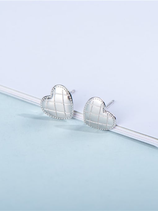 Silver 925 Sterling Silver Heart Minimalist Earring