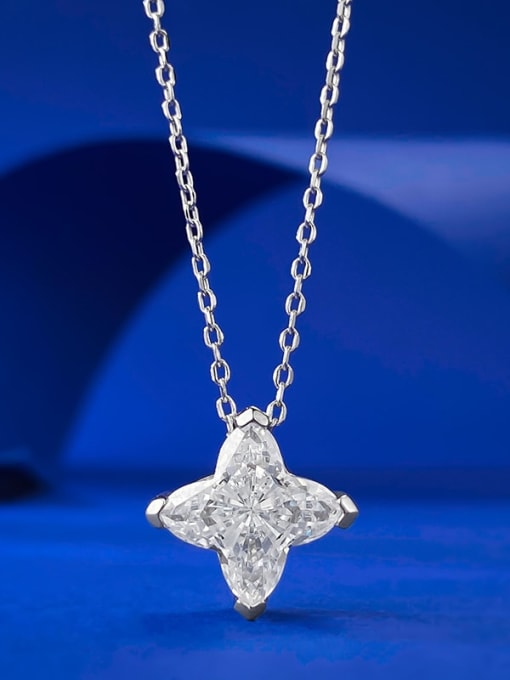 M&J 925 Sterling Silver Cubic Zirconia Four-pointed star alien  Minimalist Necklace 0