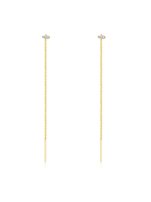 golden 925 Sterling Silver Tassel Minimalist Threader Long Earring