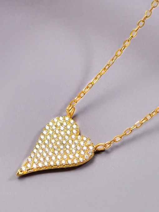 Golden 925 Sterling Silver Cubic Zirconia Heart Minimalist Necklace