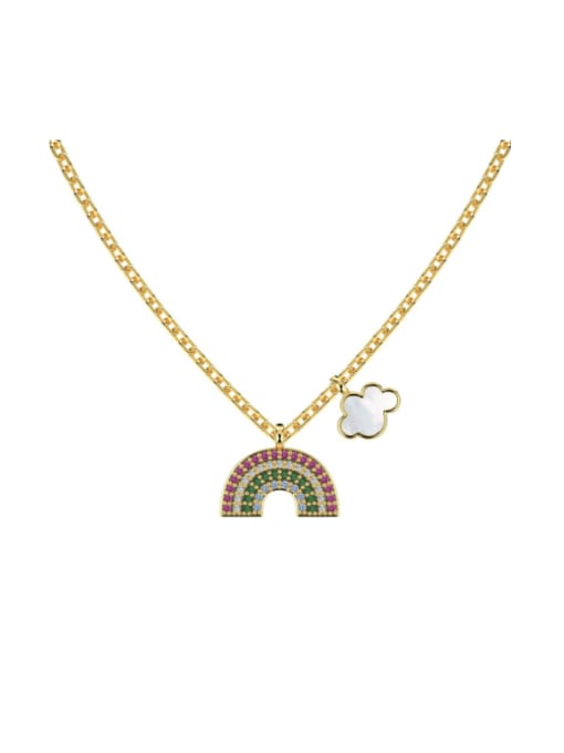 STL-Silver Jewelry 925 Sterling Silver Cubic Zirconia Rainbow Dainty Necklace 0