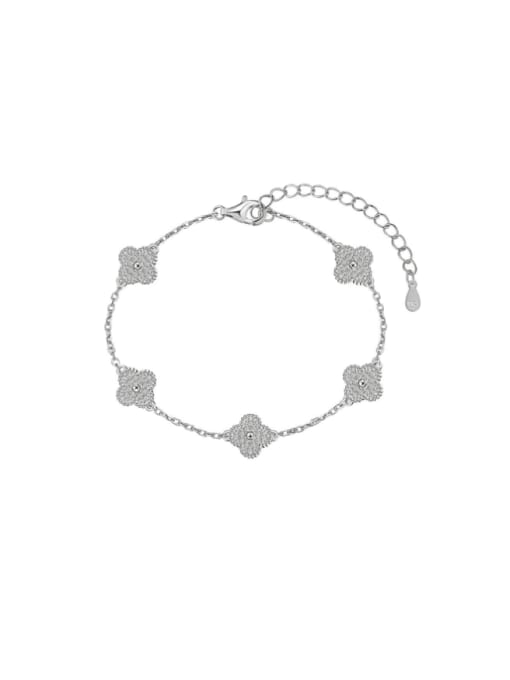 STL-Silver Jewelry 925 Sterling Silver Cubic Zirconia Clover Cute Link Bracelet 3
