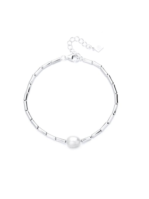 510L Bracelet approximately 3.4g 925 Sterling Silver Imitation Pearl Irregular Minimalist Necklace