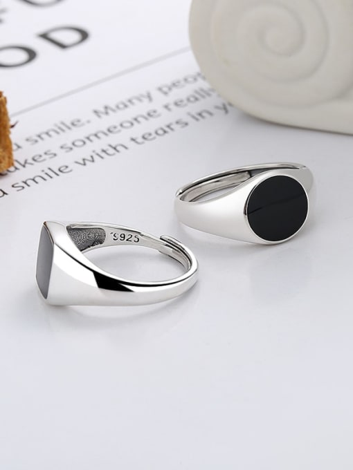 TAIS 925 Sterling Silver Enamel Geometric Band Ring 3