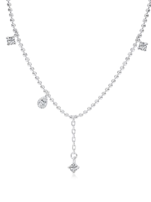 STL-Silver Jewelry 925 Sterling Silver Cubic Zirconia Tassel Minimalist Lariat Necklace 0