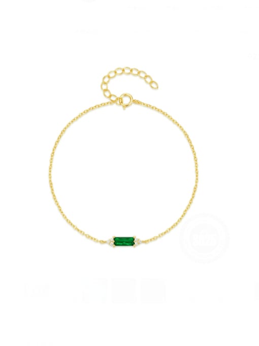 Golden green diamond 925 Sterling Silver Cubic Zirconia Geometric Minimalist Link Bracelet