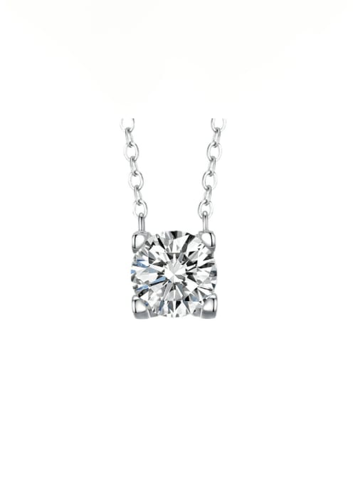 M&J 925 Sterling Silver High Carbon Diamond Square Minimalist Necklace