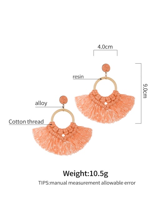 JMI Alloy Cotton Tassel Bohemia Hand-Woven Stud Earring 3