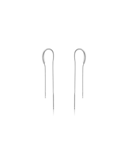 MZ- Silver 925 Sterling Silver Tassel Dainty Threader Earring 0