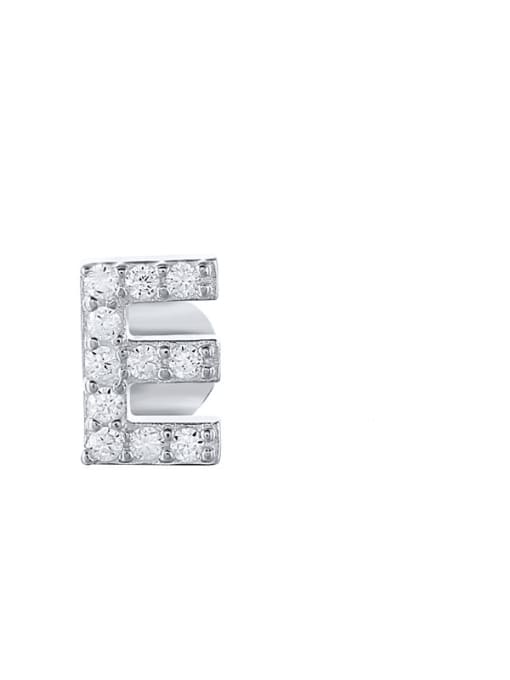 Platinum E 925 Sterling Silver Cubic Zirconia Letter Dainty Stud Earring