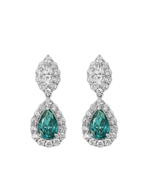 A&T Jewelry 925 Sterling Silver High Carbon Diamond Water Drop Luxury Cluster Earring 3