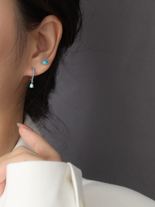 ACEE 925 Sterling Silver Turquoise Geometric Minimalist Stud Earring 1