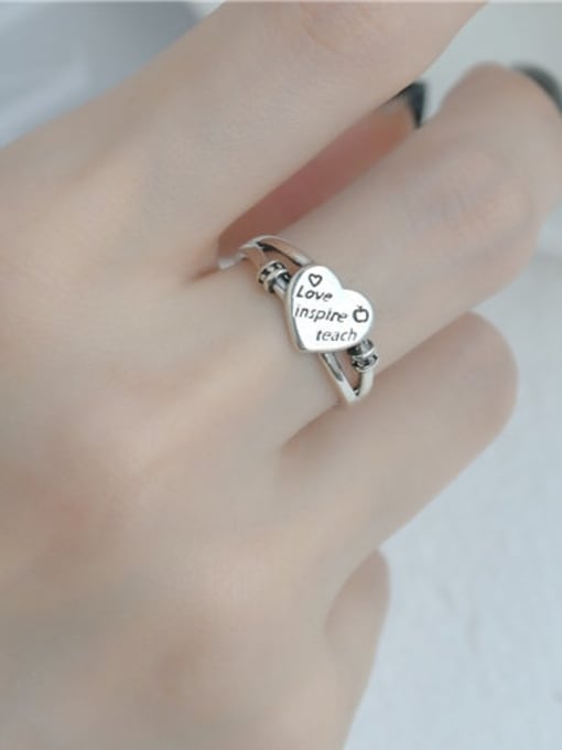ARTTI 925 Sterling Silver Heart Vintage Band Ring 2