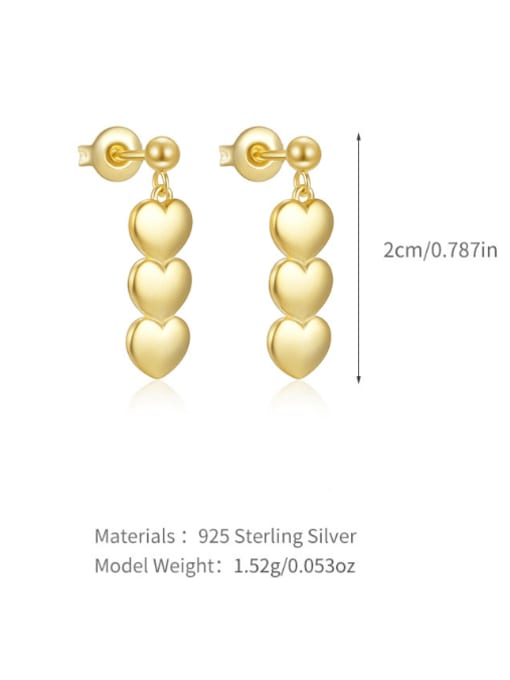 Gold 2 925 Sterling Silver Heart Minimalist Drop Earring