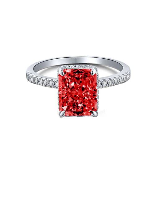 Platinum red diamond DY120099 925 Sterling Silver Cubic Zirconia Geometric Luxury Band Ring