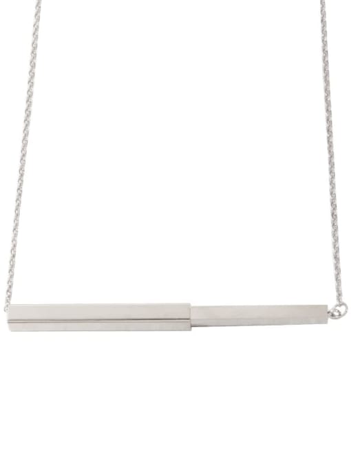 Steel color Stainless steel Rectangle Minimalist Necklace