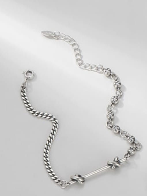 Bracelet (5.9G) 925 Sterling Silver Minimalist Irregular  Braclete and Necklace Set