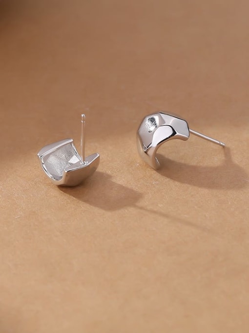 E2639 Platinum 925 Sterling Silver Geometric Minimalist Stud Earring