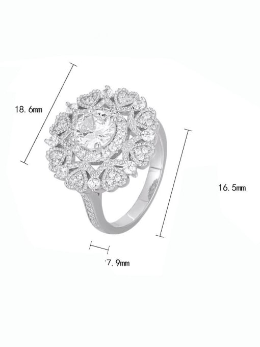 A&T Jewelry 925 Sterling Silver Cubic Zirconia Flower Luxury Band Ring 2