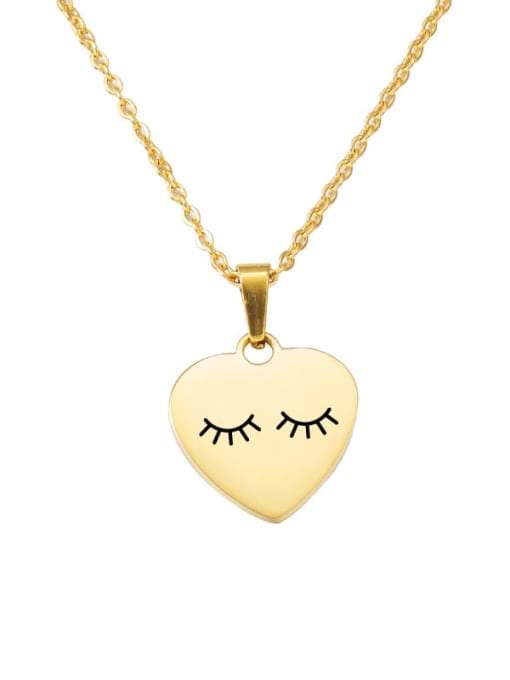 Golden 1 Stainless steel Letter Heart Trend Necklace