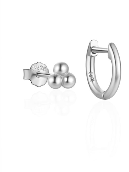 3 pieces per set in platinum  3 925 Sterling Silver Cubic Zirconia Geometric Minimalist Huggie Earring