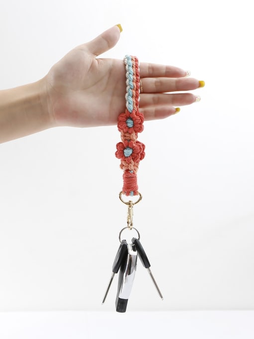 JMI Cotton thread Flower Keychain DIY Handwoven Wrist Strap Key Chain 1