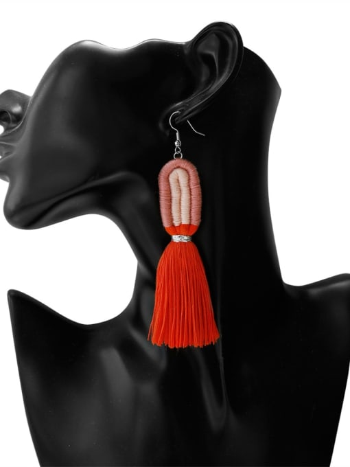 JMI Alloy Cotton Rope  Tassel Artisan  Hand-Woven Drop Earring 1