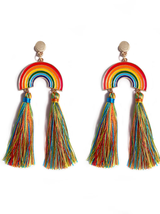 Rainbow e68791 Zinc Alloy Weave Tassel Bohemia Chandelier Earring