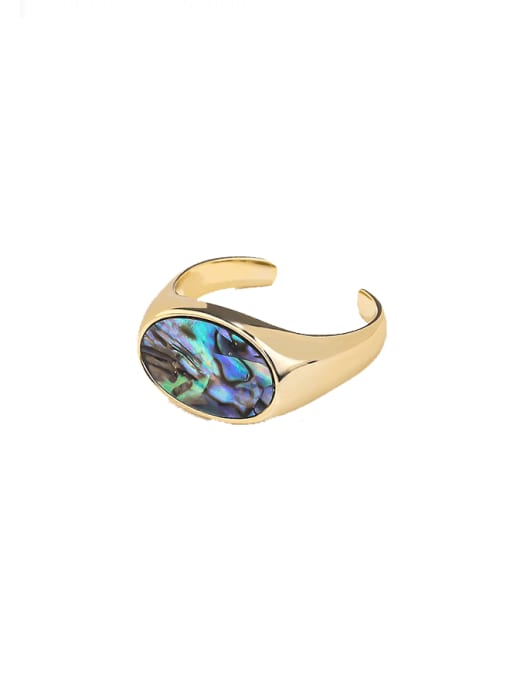 K969 Gold Abalone Shell Ring 925 Sterling Silver Shell Geometric Vintage Band Ring