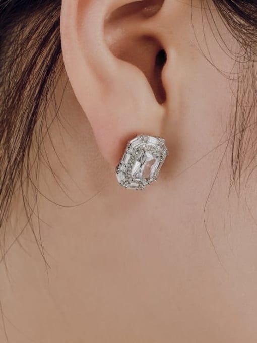 STL-Silver Jewelry 925 Sterling Silver Cubic Zirconia Geometric Luxury Stud Earring 2
