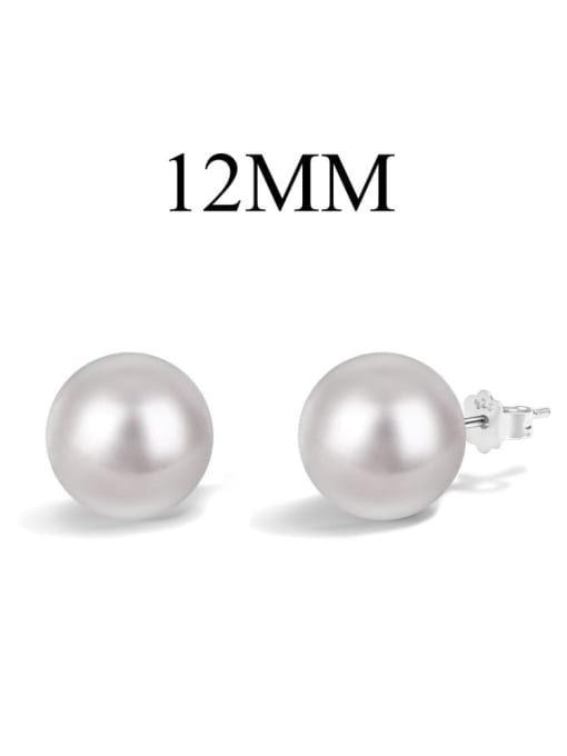 Silver MW1D0003 S S S WH 925 Sterling Silver Freshwater Pearl Geometric Dainty Stud Earring