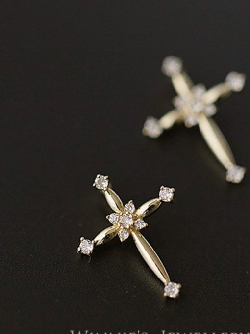 ZEMI 925 Sterling Silver Cubic Zirconia Cross Dainty Necklace